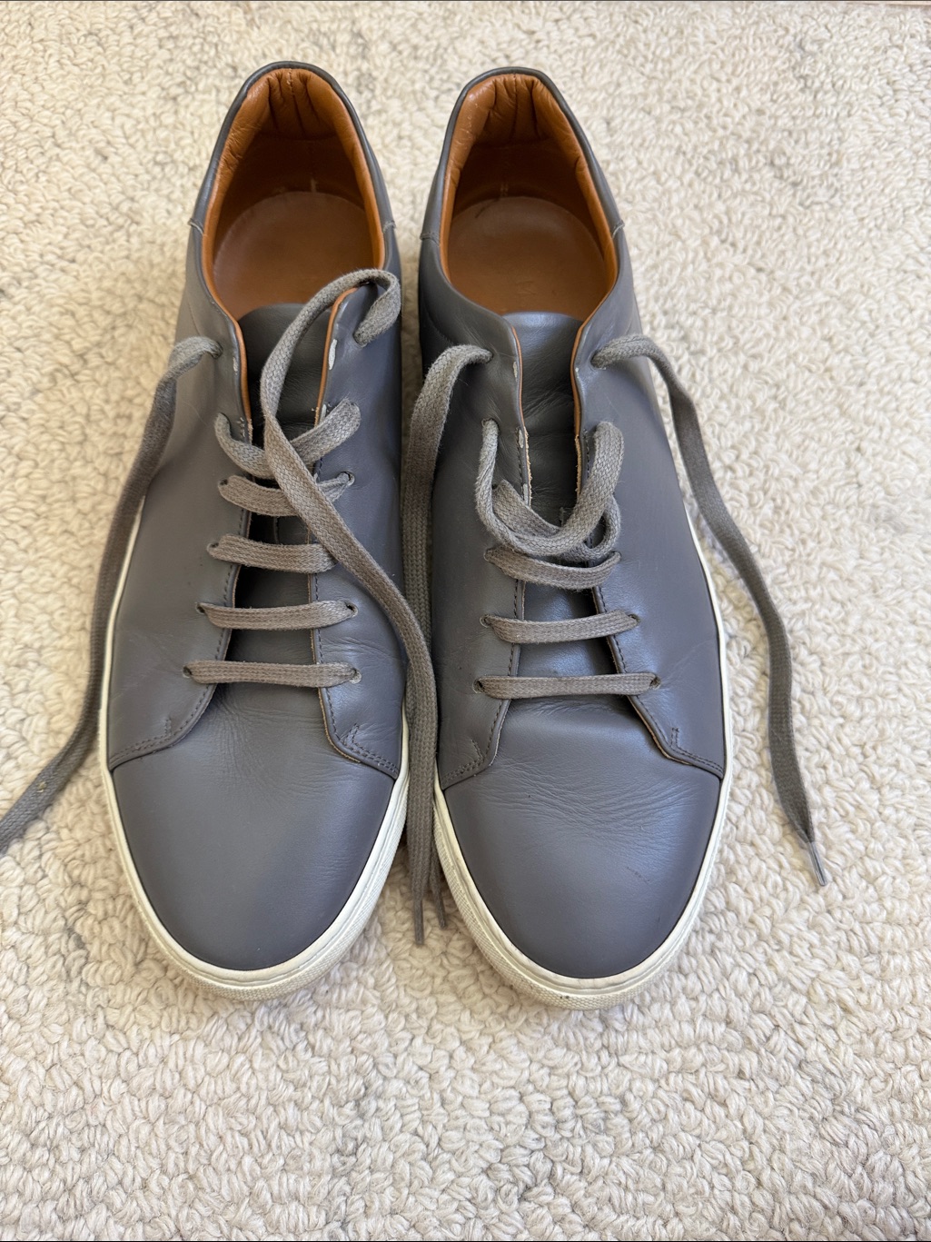 Men's Leather Low-Top Sneakers In Gray